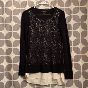 XS Vera Wang Black Lace with attached White bottom Sweater